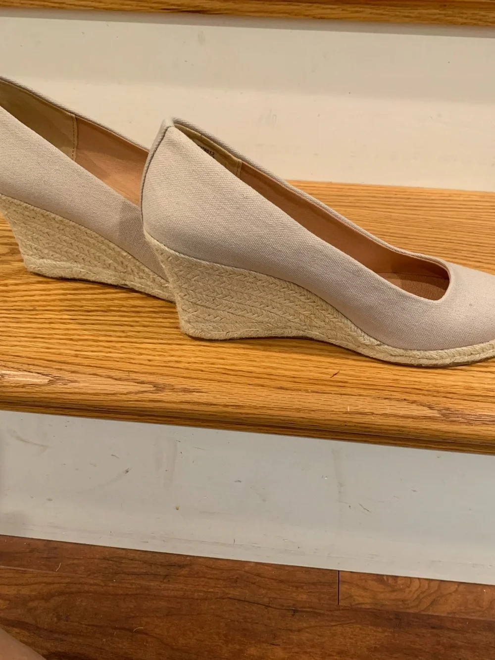 J. Crew Neutral Canvas Espadrille Wedge Pumps